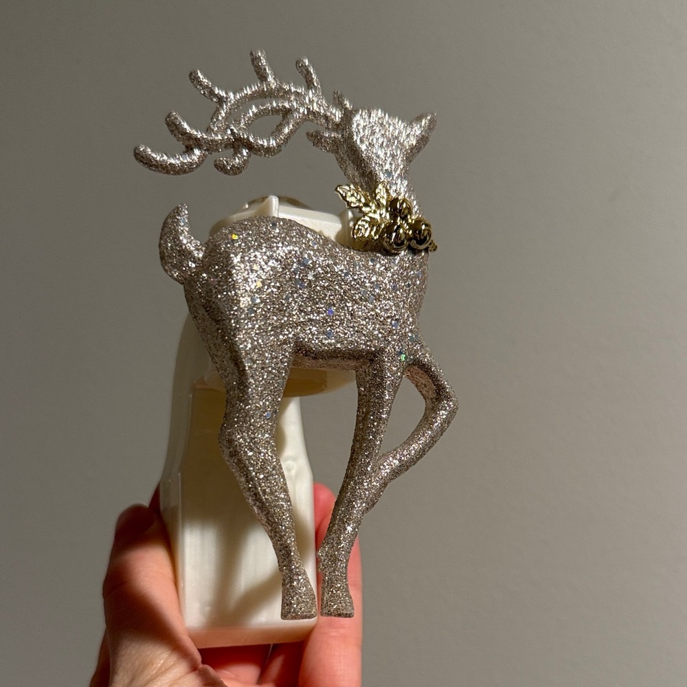 Bath & Body Works Silver Glitter Reindeer Candle Holder